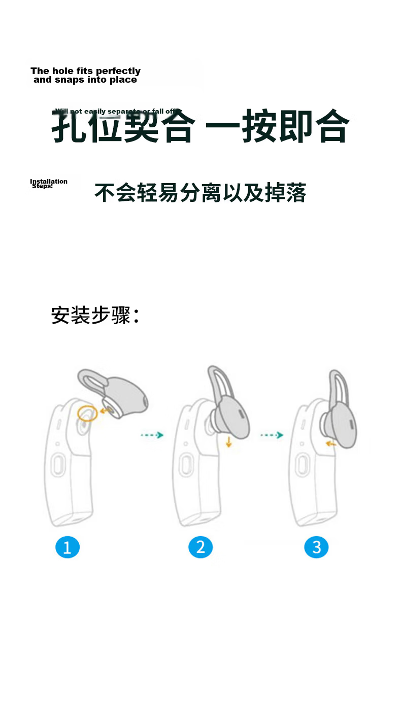 Masentek ES25 Ear Tips for Huawei B5/B3/B2/B6/B7 Band, HUAWEI Silicone Ear Covers, Sports Anti-Slip Anti-Fall Accessories, Black Large Size 1 Pair 6