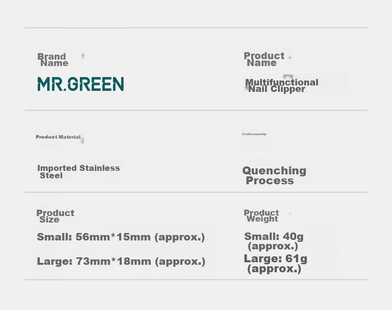 MR.GREEN German Large Multifunctional Nail Clipper Folding Nail Cutter Portable Compact 6-in-1 Imported Stainless Steel Tool with Keychain Mr-1099SL 15