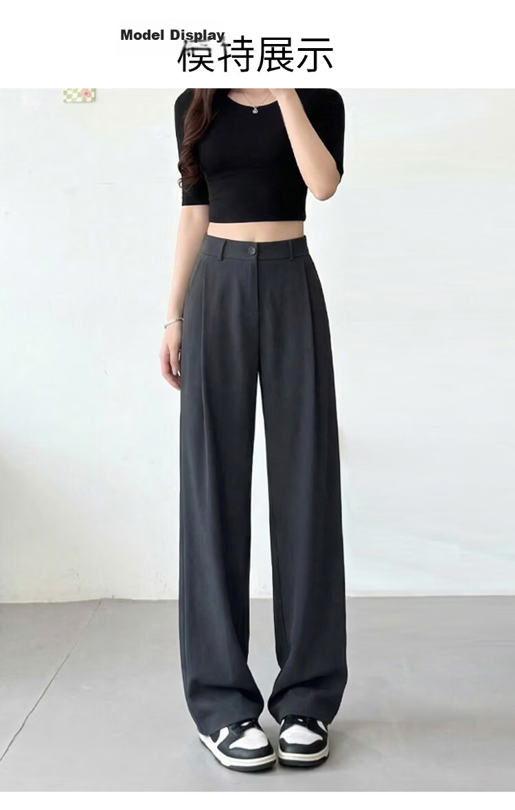 Free Style Wide-Leg Pants for Women Summer Thin Suit Pants 2026 New High Waist Slim Loose Draped Narrow Straight Casual Trousers 13