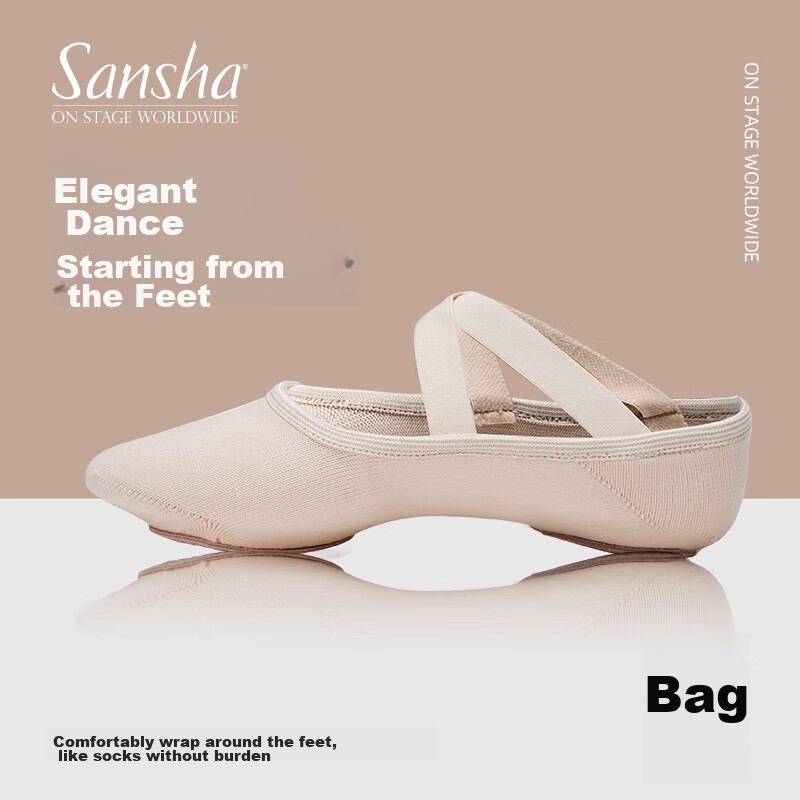 Sansha Ballet Practice Shoes Women Full Elastic Dance Shoes Soft Sole Shoes Dancing Cat Claw S79K Pink 35