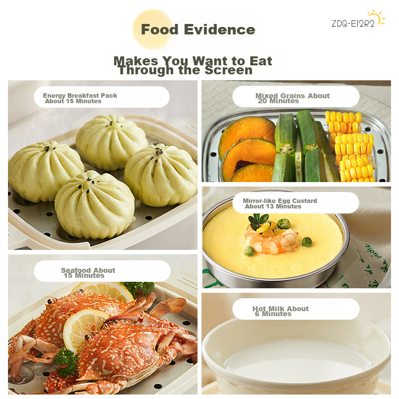 Bear Egg Cooker Steamer Automatic Power-Off Breakfast Steamer Timer Reservation Small Single-Use Non-Coated Stainless Steel Light Food Machine ZDQ-F12G3 2