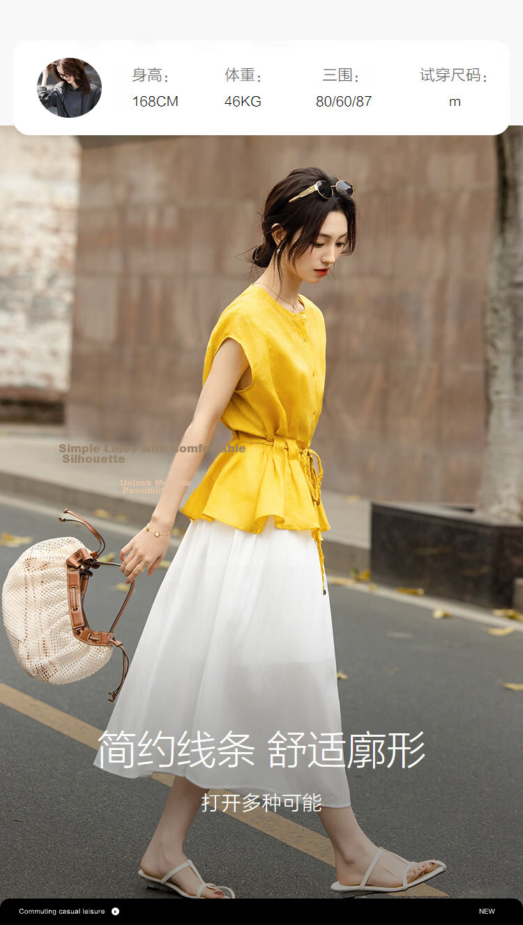 Demana [Ramie Lyocell Blend] Summer Urban High-Waist Twisted Knot Belt Loose Slim Shirt for Women Premium 12