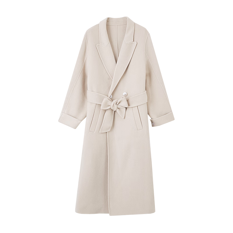 DME Luxury Wool Coat - Winter Double-Breasted Long Woolen Overcoat with Lapel Collar for Women