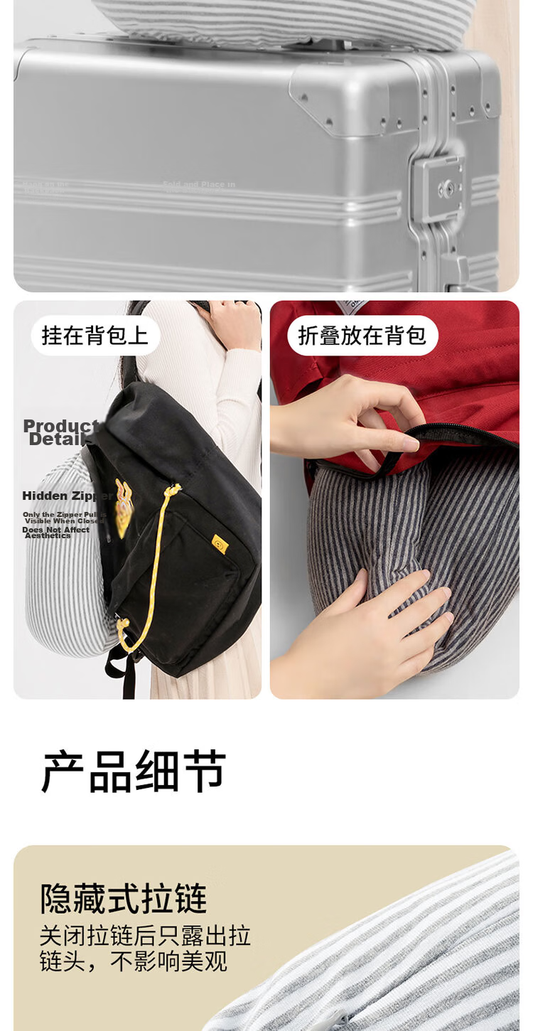 MINISO Bread Particle U-Shaped Pillow Student Nap Pillow Travel Portable Office Neck Support Pillow Birthday Gift for Women Blue Gray 5