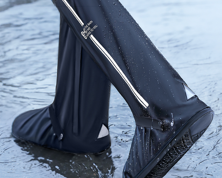 BWNK High Tube Rain Boot Covers Hiking Thickened Non-Slip Sandproof Foot Covers Outdoor Portable Unisex Rain Boots M Size Black 3