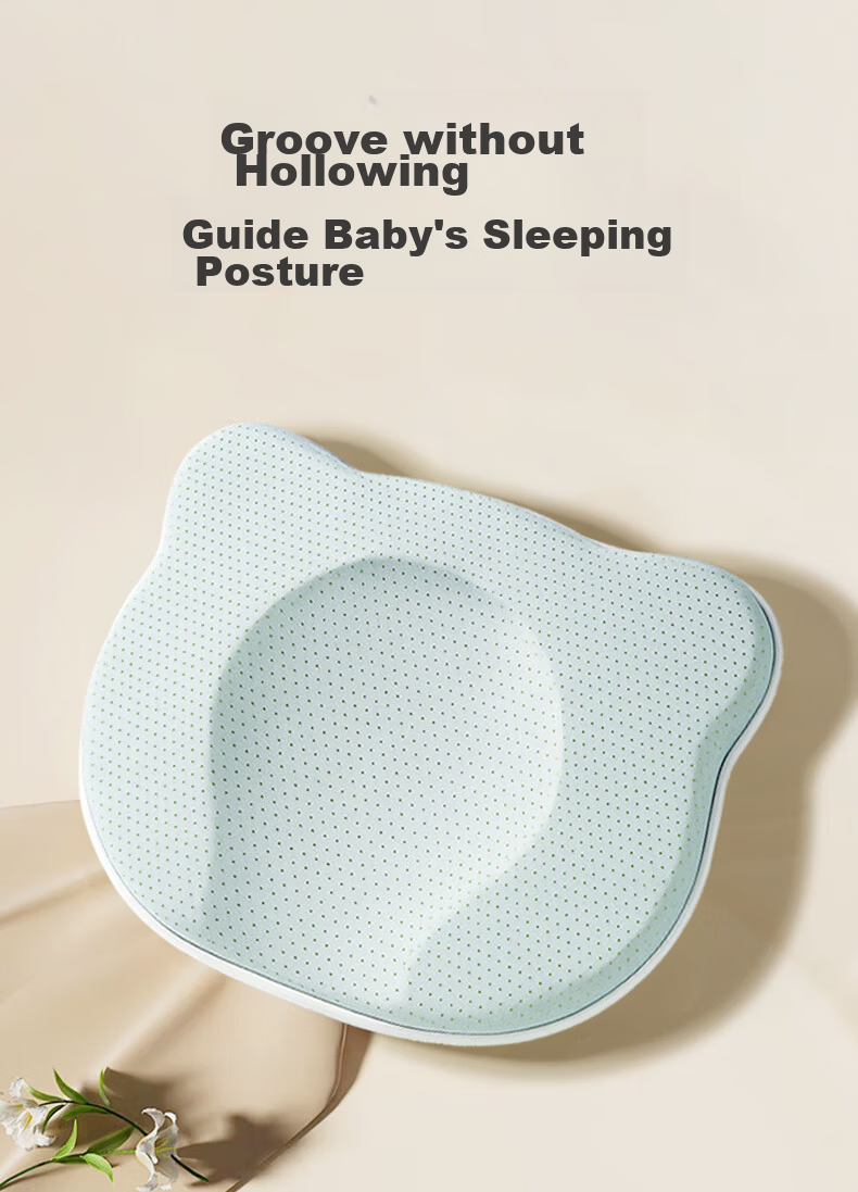 Ipoosi Baby Shaping Pillow Newborn Infant 0-3-6 Months Plus Head Support All-Season Breathable Silicone Pillow 7
