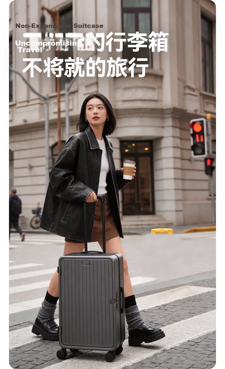 JD Original Wujian One-Click Front Opening Aluminum Frame Suitcase for Men And Women, Large Capacity Carry-On Luggage, Deep Sea Blue, 20 Inches 10