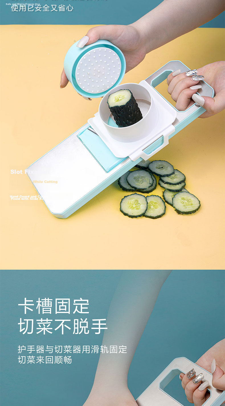 Baijie Vegetable Slicer, Grater, Kitchen Potato Shredder, Slicing Machine with 6 Blades And Draining Basket 5
