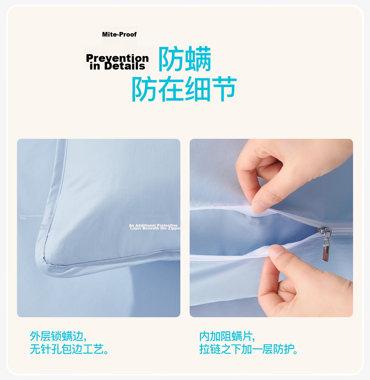 Shupiaoer 100-Pack Pure Cotton Anti-Mite Pillowcases Baby-Grade Class A Cotton Dust Mite Proof Pillowcase 48x74cm 19