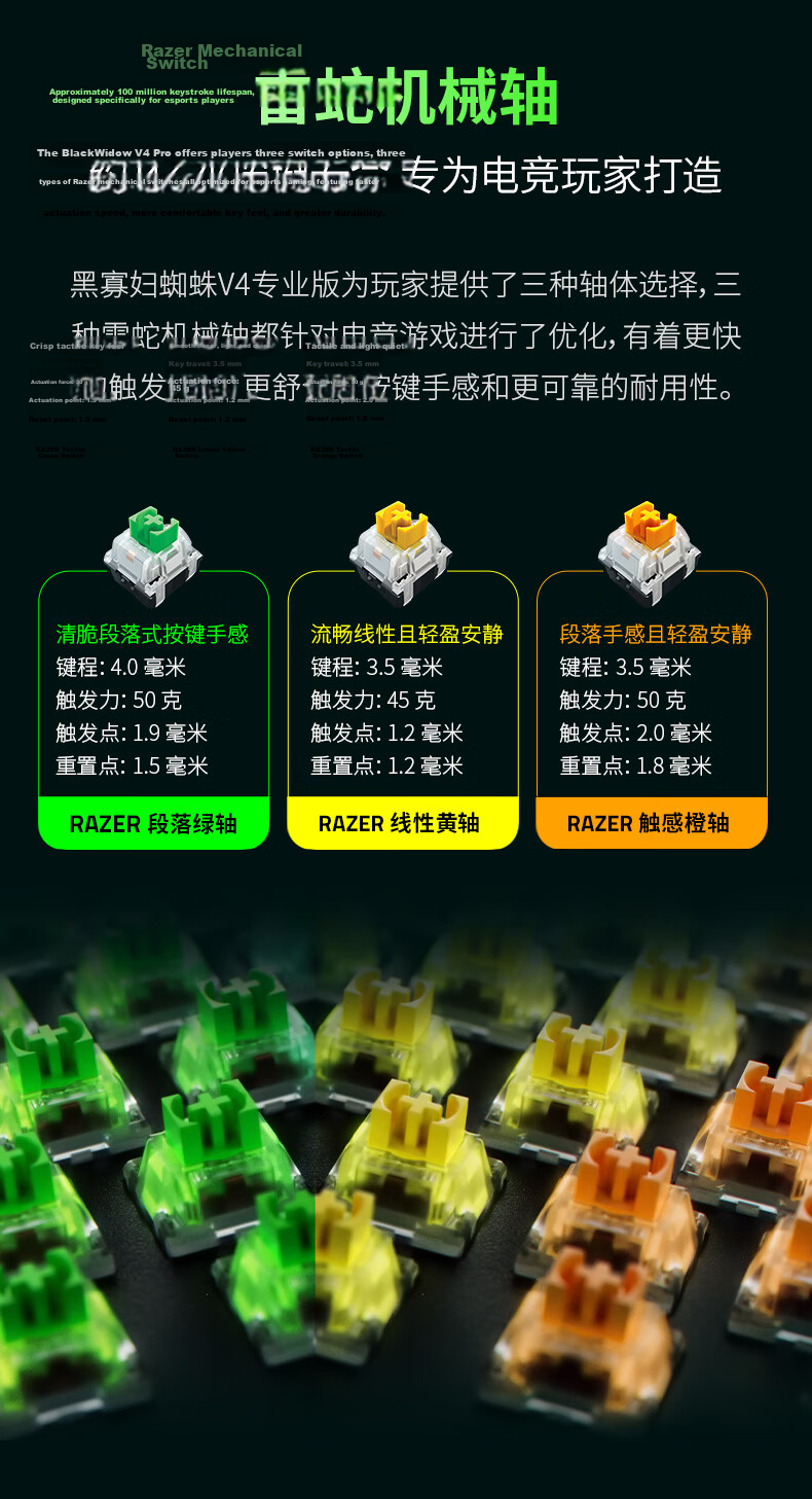 Razer BlackWidow V4 Gaming Mechanical Keyboard RGB Backlit Green Switches 2