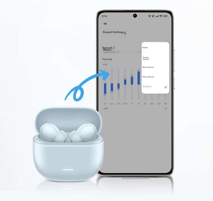 MI Redmi Buds 6 Youth Edition In-Ear Bluetooth Earphones 42dB Noise Cancellation Compatible with Android and Apple Phones Clear White 16