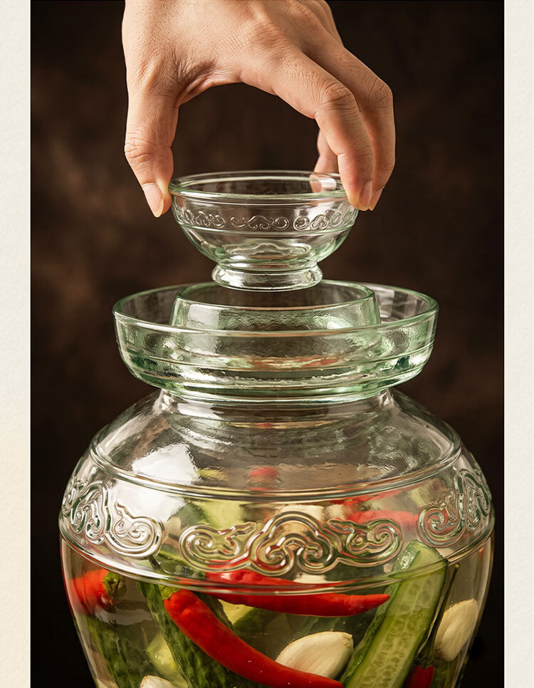 Baijie Glass Kimchi Jar 5 Jin Thickened Sealed Round Mouth Pickle Crock Fermentation Jar Egg Pickling Jar Wine Fermentation Glass Bottle 8