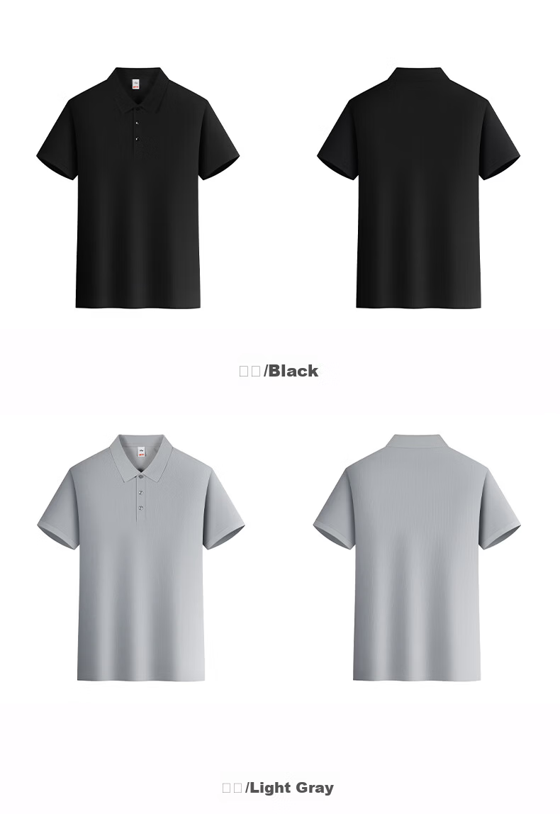 Jeanswest Men's Short Sleeve Polo Shirt 2026 Summer New Imitation Cotton Solid Color Loose Casual T-Shirt Base Shirt Black XL 16