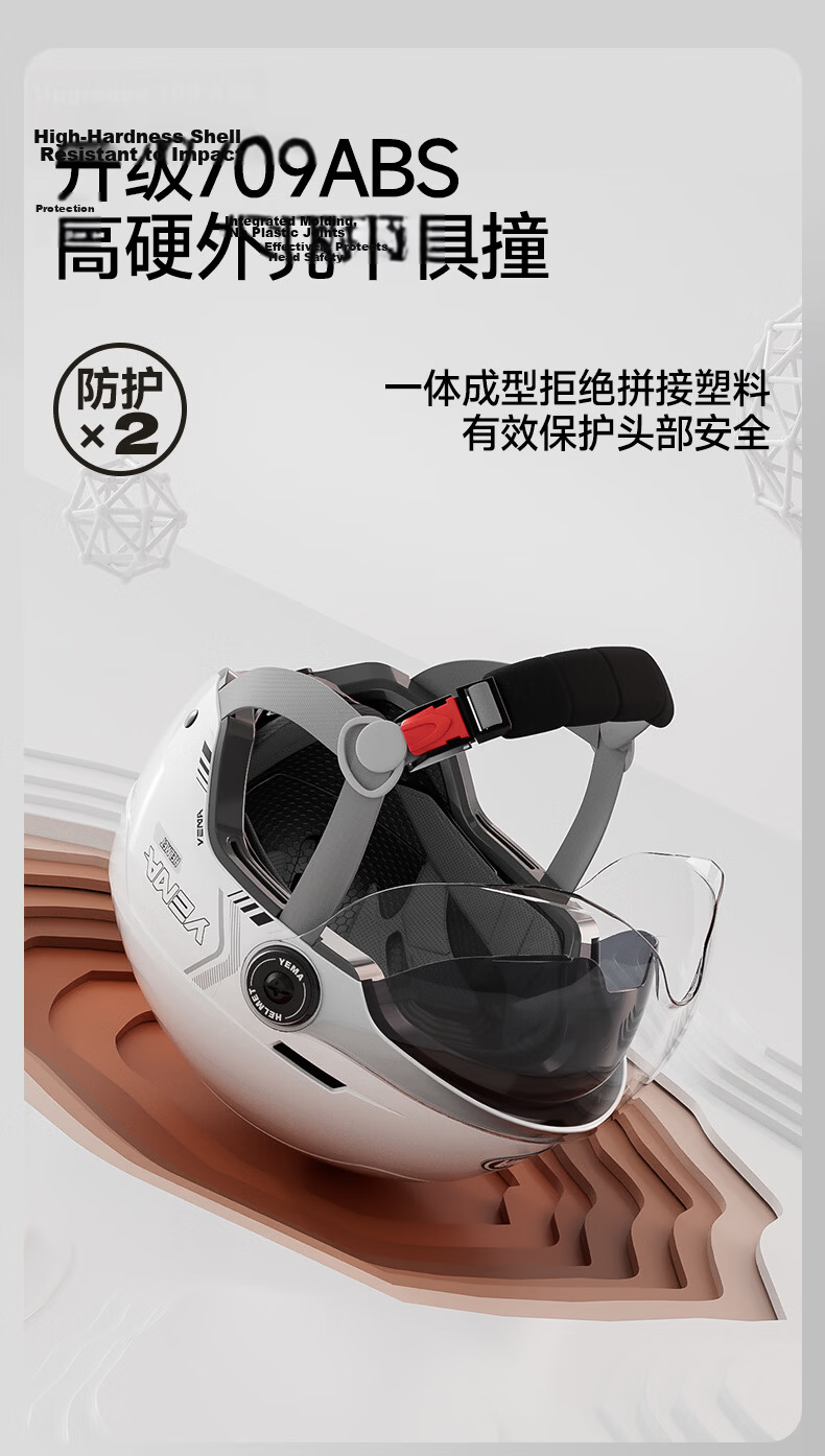 YEMA 3C Certified Electric Bike Helmet Unisex Motorcycle Half Helmet Summer Sun Protection Dual Lenses Zero-Pressure Sunroof Four-Season Universal Electric Scooter Safety Helmet 370S Ceramic White wit 9