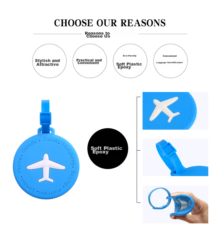 Banzheni Luggage Silicone Strap Tag, Cartoon Carry-On Tag, Luggage Identification Board for Air Travel, Includes Handwritten Information Card, Orange 5