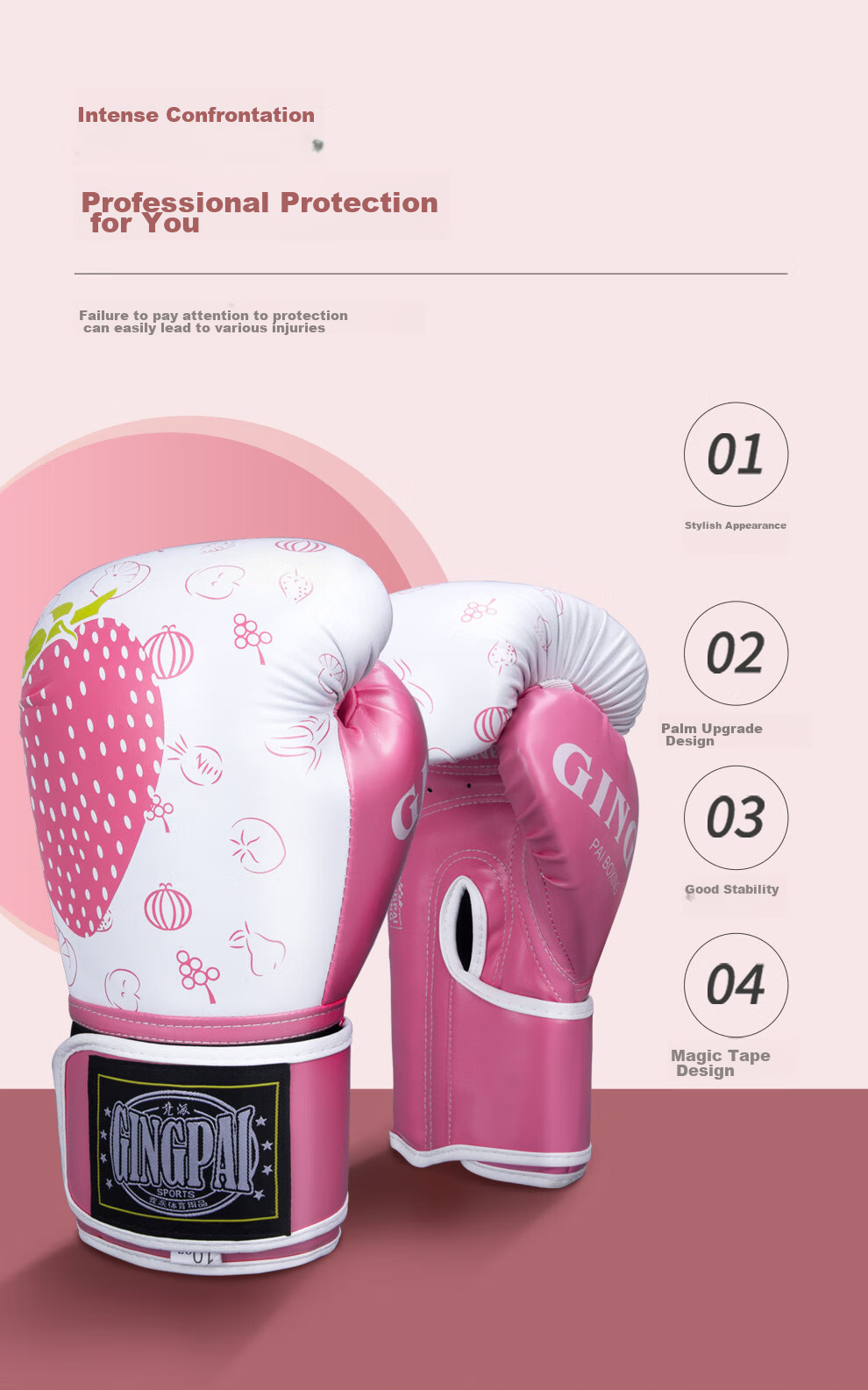 Jingpai Boxing Gloves 8OZ for Children Adults Women Professional Muay Thai Sanda Training Fight Sandbag Gloves 3
