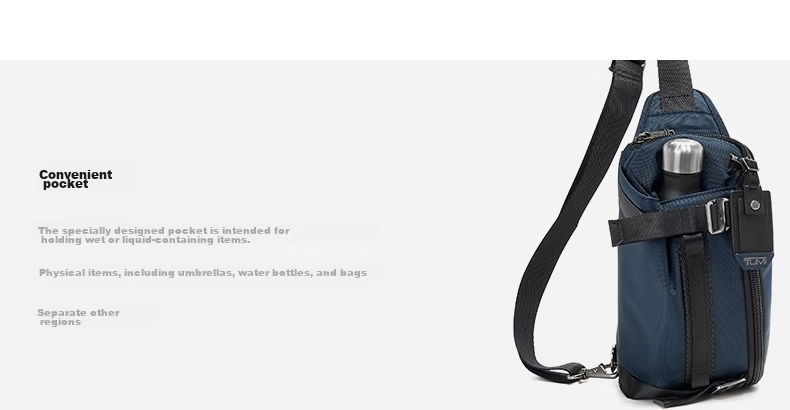 TUMI ALPHA BRAVO Men's Business Sports Waist Pack, Chest Bag, Large Capacity Flip-Top Sports Bag, Navy Blue 10