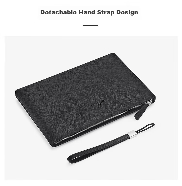 MEXICAN Men's Clutch, Top-Grain Leather Handbag, Multi-Card Slots, Zipper Envelope Bag, Wallet Clip, Birthday Gift for Me 4