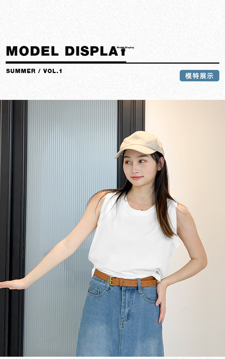 Jeanswest Women's Vest 2026 Summer New Pure Cotton Loose Fit Sleeveless T-Shirt Wide Shoulder Breathable Inner Wear Outer Wear Camisole 16