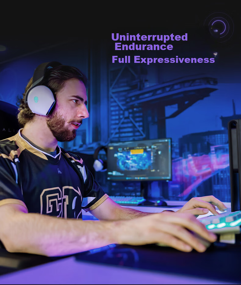 Alienware AW725H Bluetooth Wireless Gaming Headset Compatible with Tri-Band Action Headphones, Smart Noise Cancellation, Long Battery Life [JINGDONG Exclusive] White 14