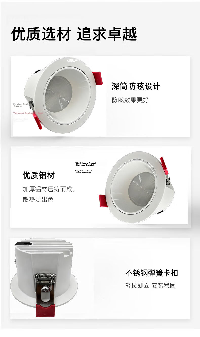 JIAOJIAOZHE Anti-Glare Downlight, Recessed LED Ceiling Light, Hallway Light, Entrance Light, Living Room Light without Main Light, 7W Black Cup, 4000K 21