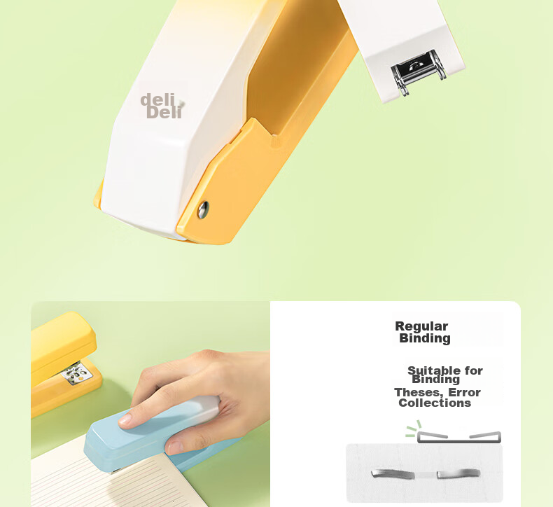 Deli 20-Page Fashionable Rotating Stapler/Stapler, Student Homework Notebook with Center Binding, Compatible with 24/6 Staples, School Supplies, TA304 Gree 6