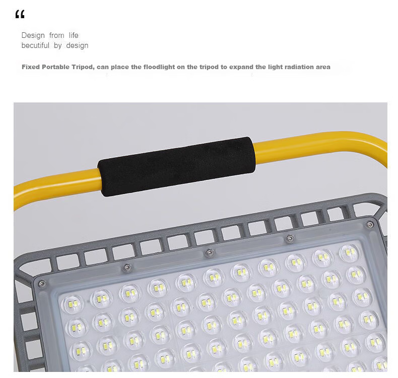 Qianzhiyi LED Rechargeable Floodlight Outdoor Waterproof Portable High-Power 200W Spotlight Handheld Construction Emergency Lighting 24