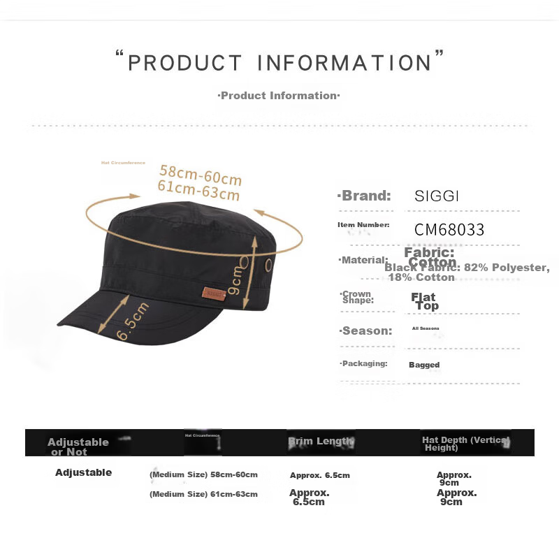 Siggi Men's Spring Summer Flat Cap Outdoor Baseball Cap Sunshade Adjustable Duckbill Hat 4