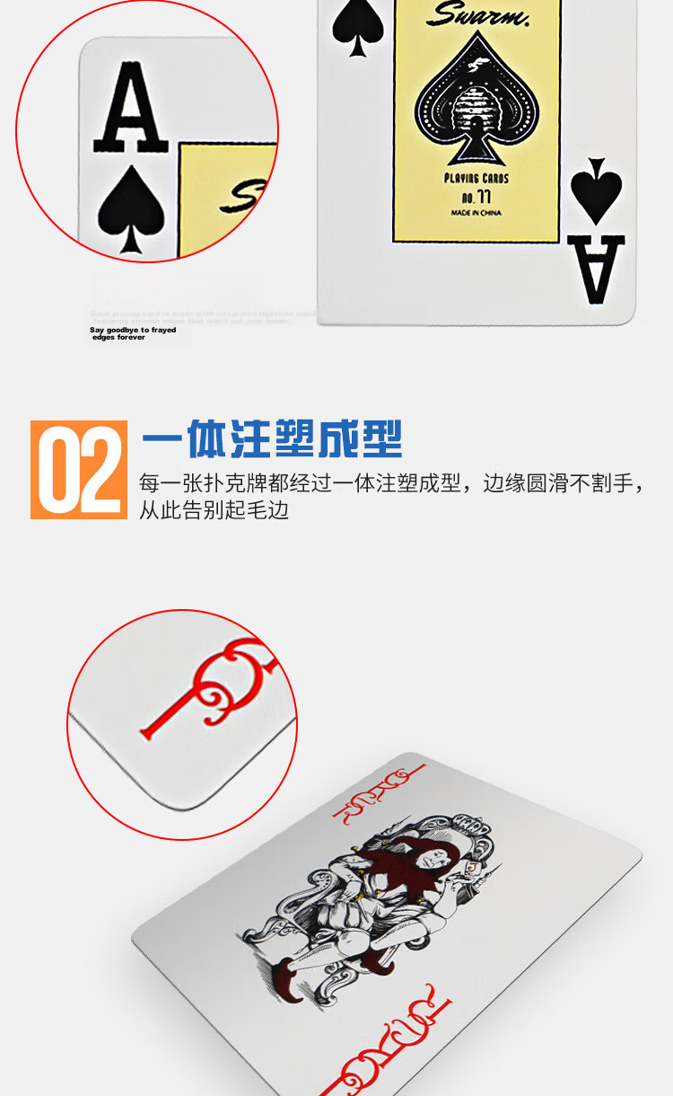 Wangjing Poker Texas Hold'em Poker Cards, PVC Frosted Waterproof Playing Cards, Large Print Plastic Cards for Elderly, 12 Decks Per Set 4