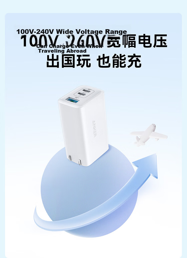 ANKE 65W Charger, Gallium Nitride Type-C Fast Charging PD45W, Compatible with Apple IPhone 17/16/15, Samsung Phones, IPad, Laptops, USB Plug, White 17
