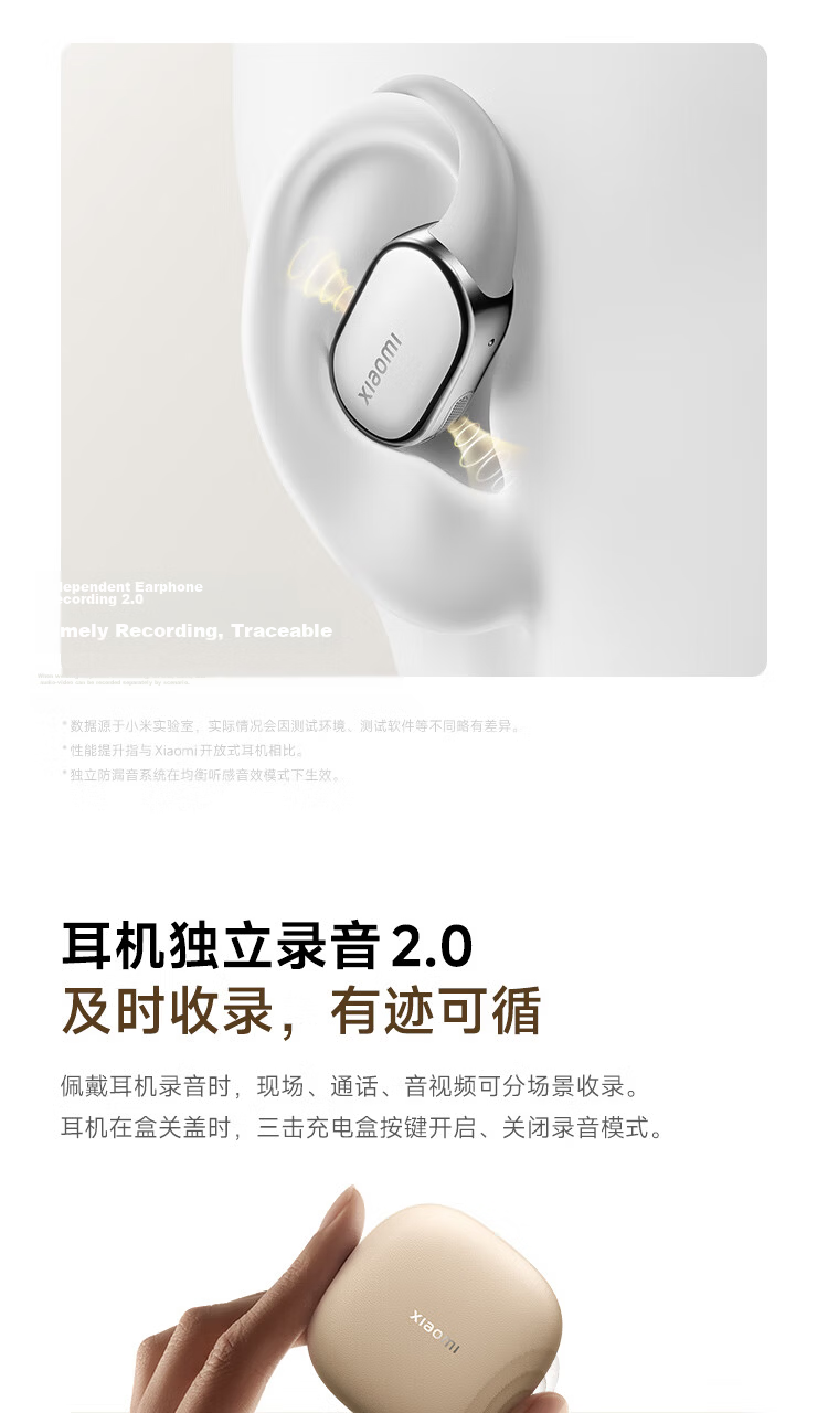 MI Xiaomi Open-Ear Pro 5-Driver Lightweight Bluetooth Earphones Ear-Hook Silver for Android and Apple Phones 13