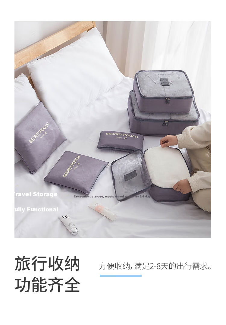 Xinqin Travel Toiletry Storage Set 6-Piece Navy Blue Organizer Bags for Luggage and Clothing 13