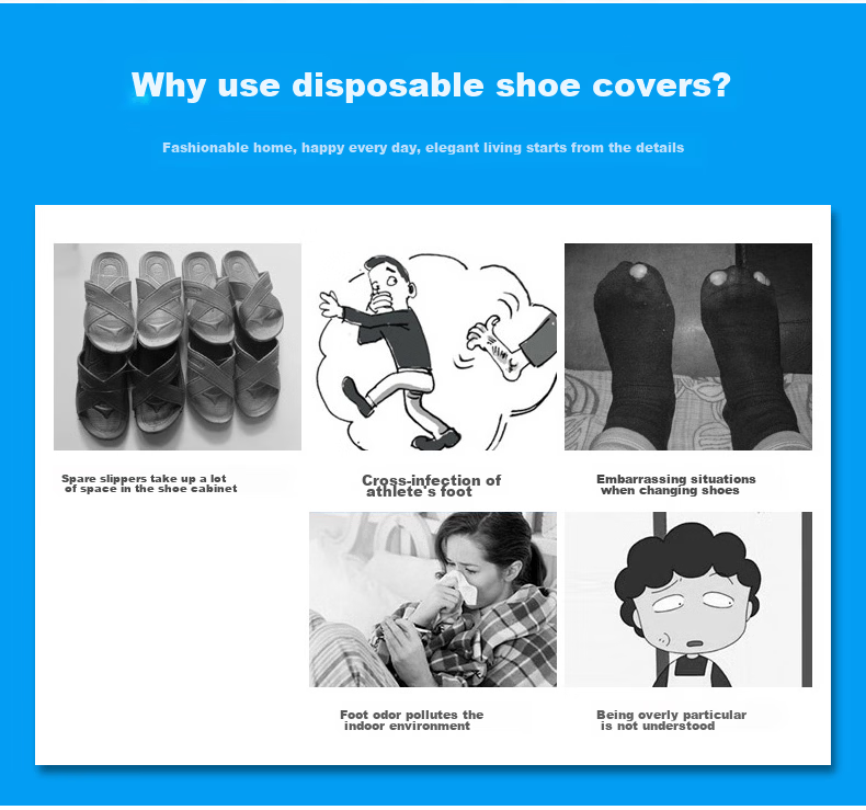 Jinghuisichuang Disposable Shoe Covers [One Size Fits All, Thickened Non-Woven] Dust-Proof Non-Slip 100-Pack JH0970 2