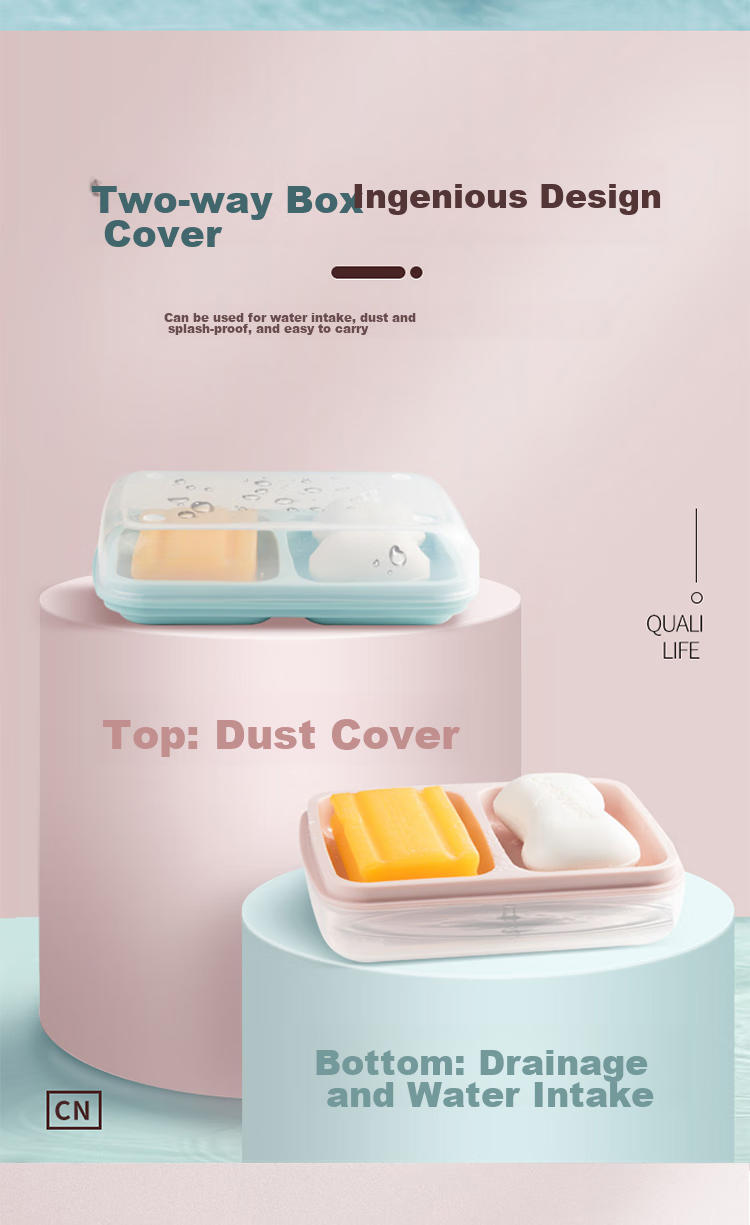CHAHUA Soap Dish, Soap Holder, Double-Layer Draining Soap Box, Double-Grid Soap Rack 5