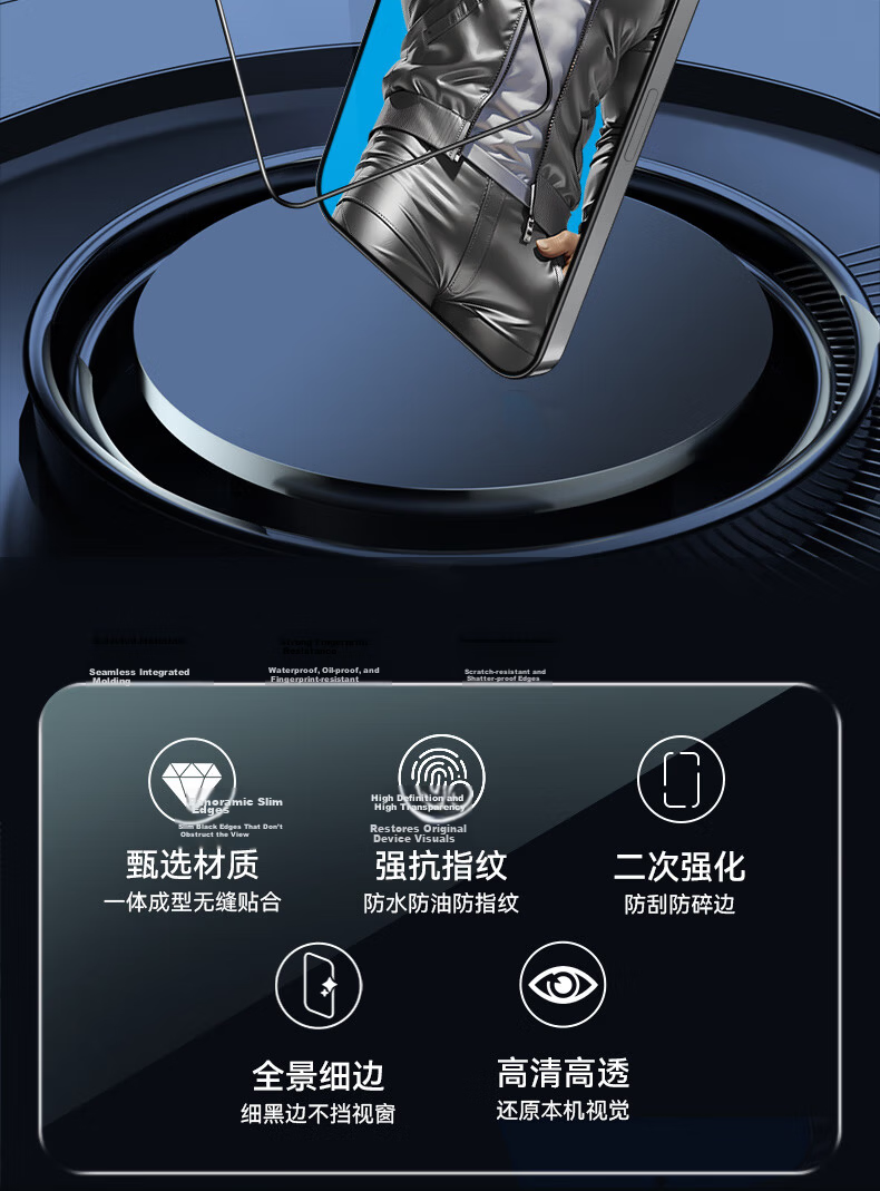 Lanxingxiansheng Tempered Glass Screen Protector for OPPO FindX8S+, High Definition Anti-Drop Anti-Fingerprint Protective Film for FindX8s+ Smartphone 4