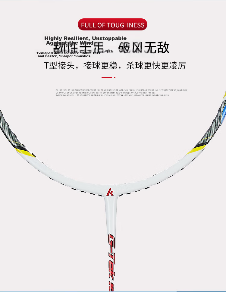 KAWASAKI Lightweight Carbon Shaft Badminton Racket KD-1 Blue Red (Pre-strung + 6 Shuttlecocks + Grip + Racket Bag) 8