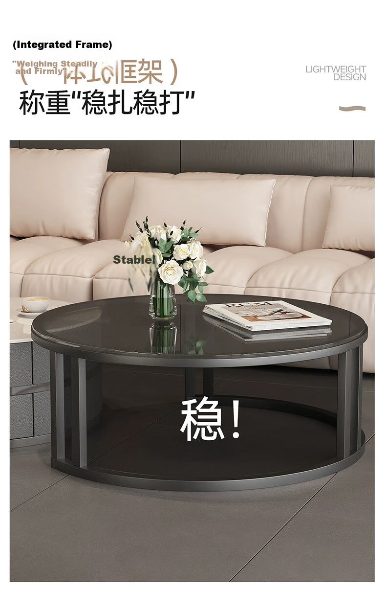 Millennium Huafu Luxury Living Room Coffee Table 2026 New Rock Slab Coffee Table Small Apartment Home Gray 60 White 80 Black 15