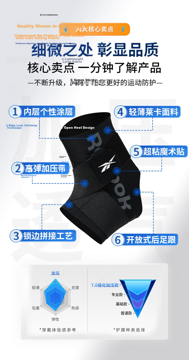 Reebok Ankle Support Basketball Brace, Sprain Recovery Sleeve, Sports Ankle Protector, Post-Injury Fixation Brace, Ankle Support Sleeve 5