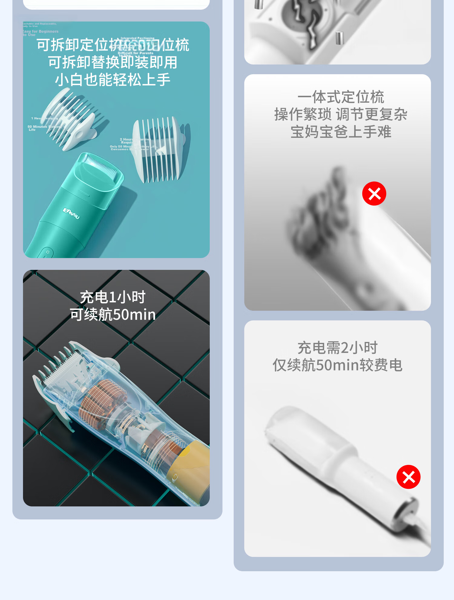Yingshu Automatic Hair Clipper Baby Hair Trimmer Low Noise Newborn Electric Hair Cutter 4