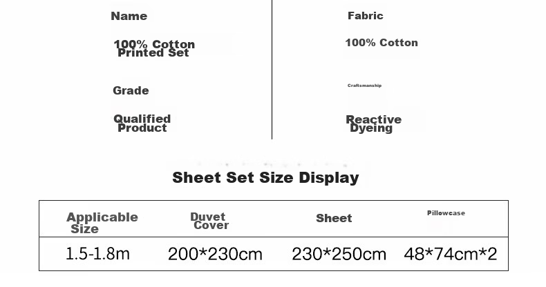 MUJI 100% Cotton 4-Piece Bedding Set for 1.5/1.8m Bed, Pure Cotton Bed Sheet and Duvet Cover 200x230cm 19