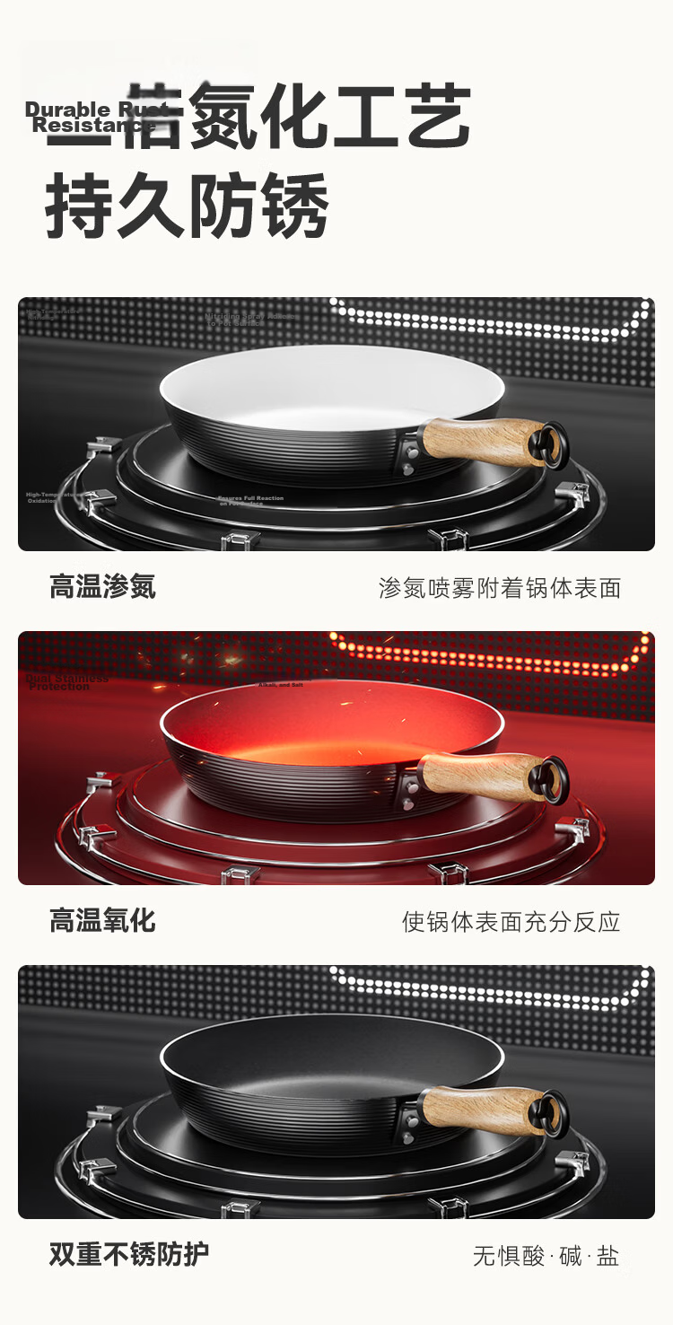 JD Original Non-Stick Frying Pan, Skillet for Eggs And Steak, Griddle for Breakfast, Gas Stove Compatible [Imported Extreme Iron] 28cm 9