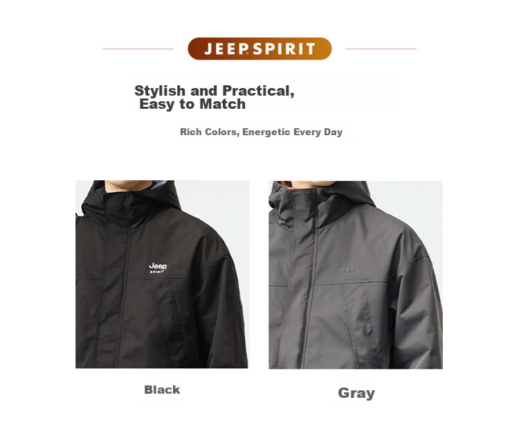 JEEP SPIRIT Men's Spring Autumn Windproof Tactical Jacket Casual Coat Gray XL 8