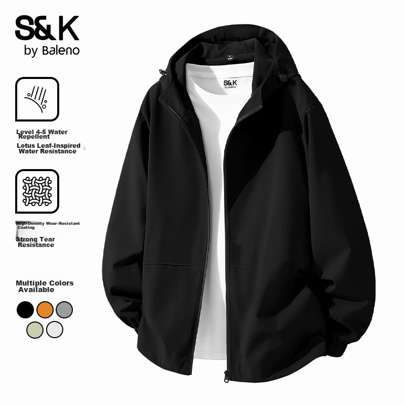 Baleno S&K Series Men's Outdoor Jacket Spring Autumn Hooded Loose Windproof Water-Repellent Sportswear 13