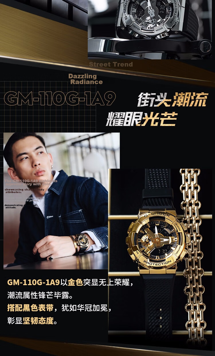 CASIO G-SHOCK Men's Metal Small Steel Cannon Sports Student Electronic Japanese-Korean Watch GM-110B-1 Gift for Boyfriend 3