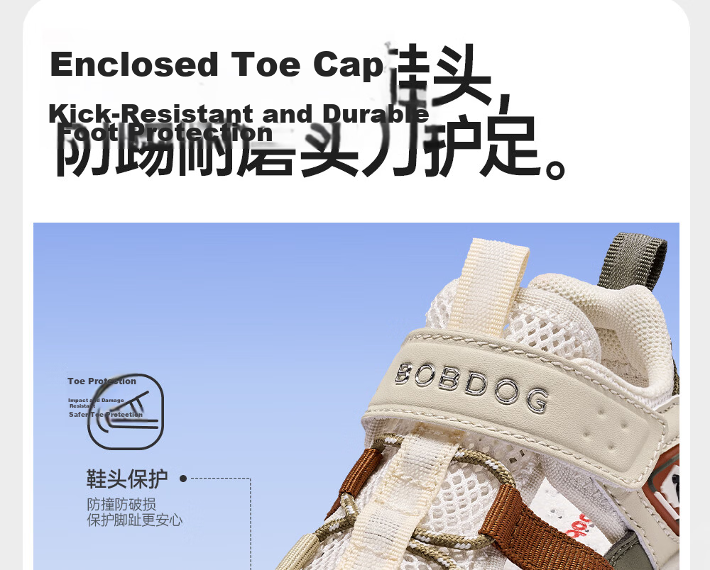 BOBDOG Kids Sandals Baby Walking Shoes Hollow Breathable Boys Shoes White Green 29 Summer New 26 19