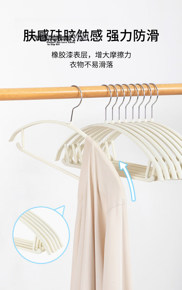 ZUO ZHUAN JIAO Silicone Non-Slip Half-Round Clothes Hangers, Household Seamless Garment Support, Gray, 10 Pieces 4