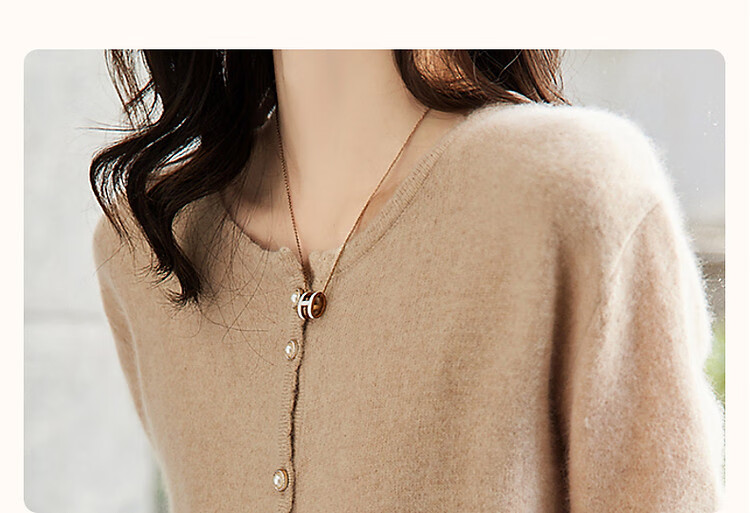 Dme 100% Wool Cardigan 2025 Autumn Round Neck Loose Drop Shoulder Long Sleeve Knit Sweater for Women 3