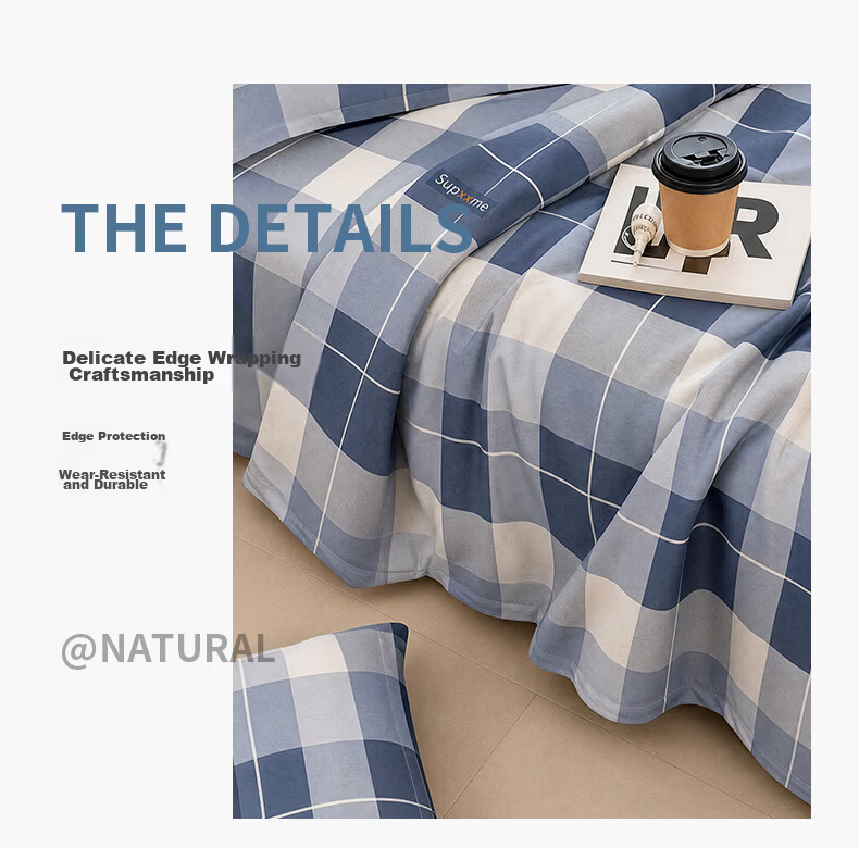 Grace 100% Cotton Bed Sheet A-Class 7A Antibacterial Full Cotton Double Quilt Cover Single Piece 200*230cm Printed 17