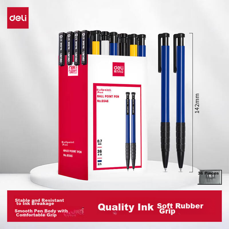 Deli 0.7mm Retractable 60-Pack Blue Ballpoint Pens Office Supplies Back-to-School Essentials