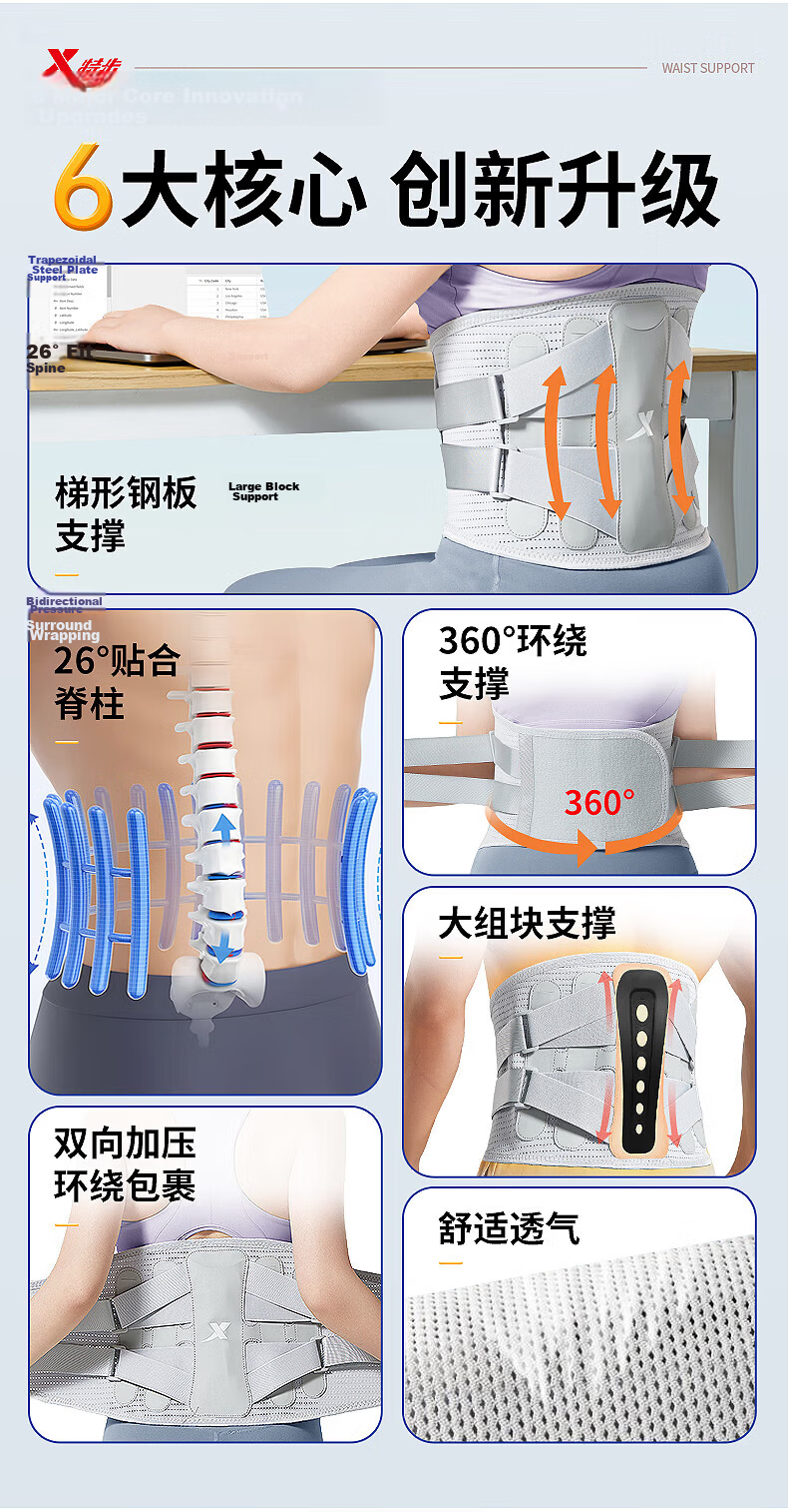 XTEP Lumbar Support Belt for Herniated Disc, Lumbar Muscle Strain, Medical Sports Use, Long Sitting Support Waist Brace for Men and Women 3